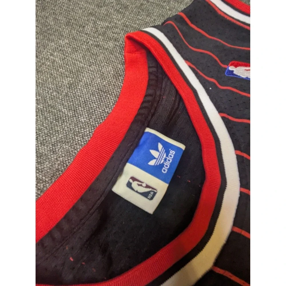 Dennis Rodman #91 Chicago Bulls Adidas NBA Basketball Pinstripe Jersey Large +2